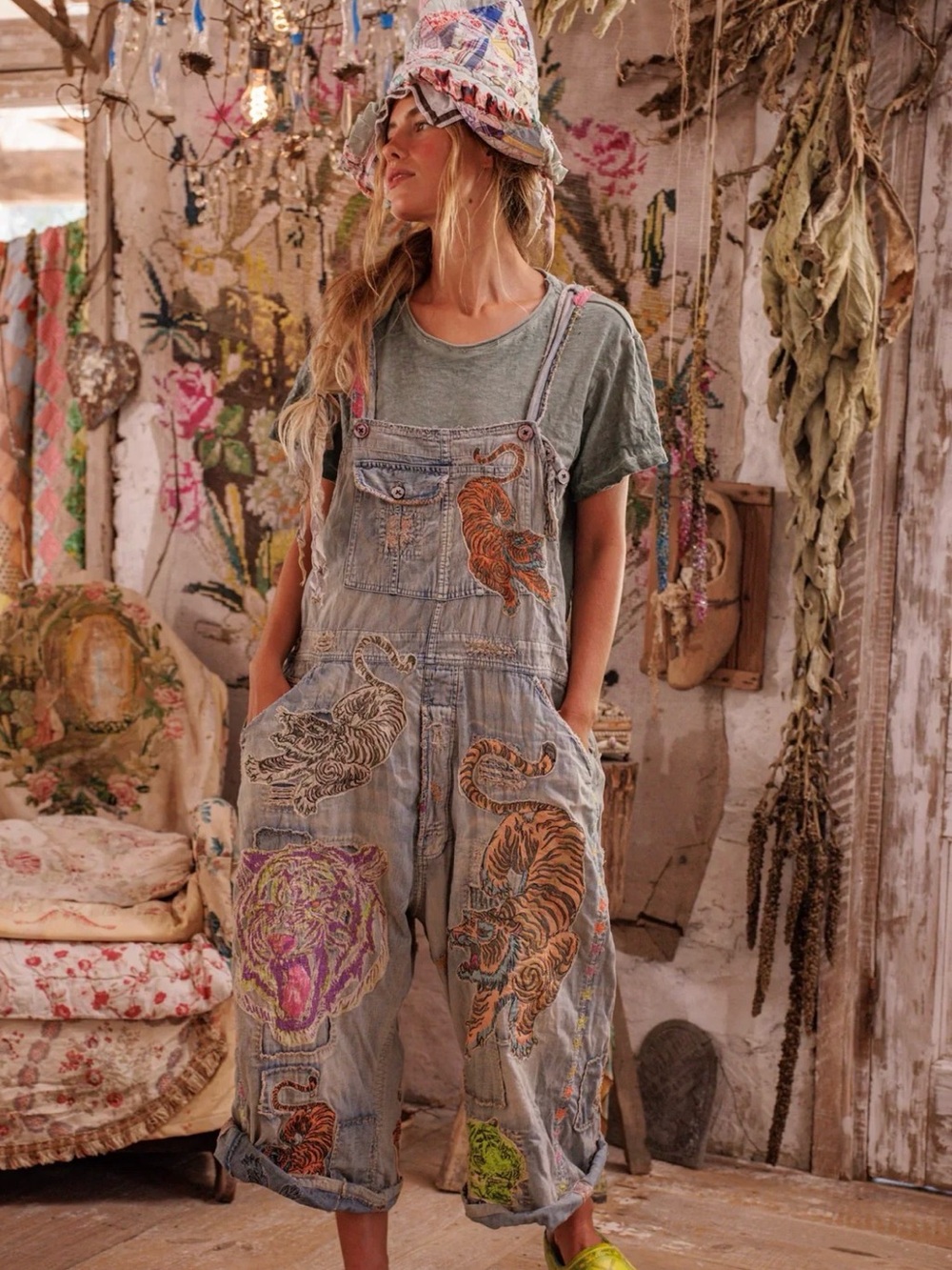 🐯MAGNOLIA PEARL Benjamin Tigs Wide Leg Overalls🐯
